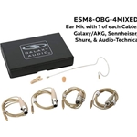 Galaxy Audio ESM8-OBG-4MIXED, Single ear headset, beige, wired for most SENN models, 4 cables included