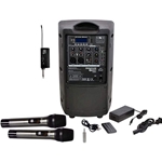 Galaxy Audio TQ8X-GTU-HHP5AB, 8" woofer, 1 dual receiver, 2 handheld transmitters, battery powered