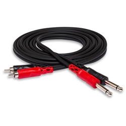 Hosa CPR-202, Stereo Interconnect, Dual 1/4 in TS to Dual RCA, 2 m