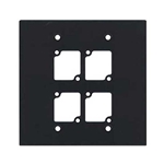 Ace Backstag WP-204, Double Gang Wall Panel with 4 Connectrix cutouts Black