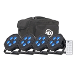 American DJ MEGA FLAT HEX PAK, 4 x MEG600,CBLS, BAG With Wired Digital communication Network