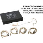 Galaxy Audio ESM4-OBG-4MIXED, Single ear headset, beige, Omni-directional mic, 5mm element, 4 cables