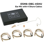 Galaxy Audio ESM8-OBG-4SHU, Single ear headset,beige, wired for most Shure models, 4 cables included