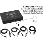 Galaxy Audio ESM8-OBK-4MIXED, Single ear headset, black, wired for most SENN models, 4 cables included