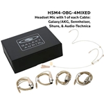 Galaxy Audio HSM4-OBG-4MIXED, Dual ear headset, beige, 4 cables; 1 Shure, 1 Sennheiser, 1 Galaxy/AKG, 1 AT