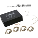 Galaxy Audio HSM4-OBG-4SEN, Dual ear headset, beige, wired for most SENN models, 4 cables included