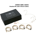 Galaxy Audio HSM4-OBG-4SHU, Dual ear headset, beige, wired for most Shure models, 4 cables included