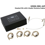 Galaxy Audio HSM8-OBG-4AT, Dual ear headset, beige, wired for most AT models, 4 cables included