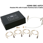 Galaxy Audio HSM8-OBG-4ATCH, Dual ear headset, beige, wired for 2nd Gen AT models, 4 cables included