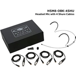 Galaxy Audio HSM8-OBK-4SHU, Dual ear headset, black, wired for most Shure models, 4 cables included