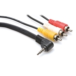 Hosa C3M-110,  3.5 mm TRRS to Composite Video and Stereo Audio, 10 ft