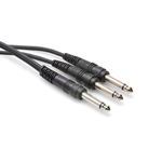 Hosa CYP-103, Y Cable, 1/4 in TS to Dual 1/4 in TS, 3 ft