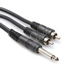 Hosa CYR-102, Y Cable, 1/4 in TS to Dual RCA, 2 m