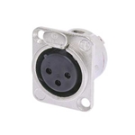 Neutrik NC3FD-L-1, 3 pole female receptacle, solder cups, Nickel housing, silver contacts