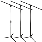 Ultimate Support MC-40B, Pro 3-Pack  Mic Stand with Boom, Black