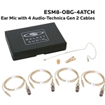 Galaxy Audio ESM8-OBG-4ATCH Earset Mic 4 AT Cables: Single ear headset, beige, wired for new AT models, 4 cables included
