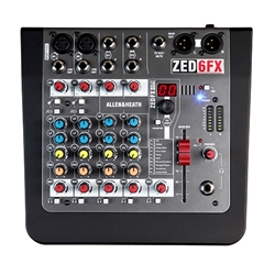 Allen & Heath ZED6FX, 2 Mic/Line with Active DI, 2 Stereo Inputs, 2-band EQ