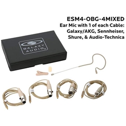 Galaxy Audio ESM4-OBG-4MIXED, Single ear headset, beige, Omni-directional mic, 5mm element, 4 cables