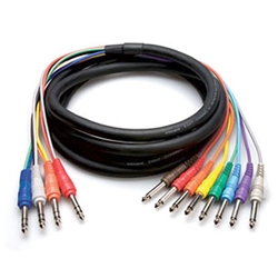 Hosa STP-804, Insert Snake, 1/4 in TRS to Dual 1/4 in TS, 4 m