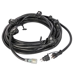 Lex Products 50112BA, E-String, 12/3 6 Outlet 20A Edison Plug 50' Black