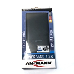 Ansmann 1700-0095, Powerbank 10.8 External USB rechargeable battery pack, 2x USB Ports.